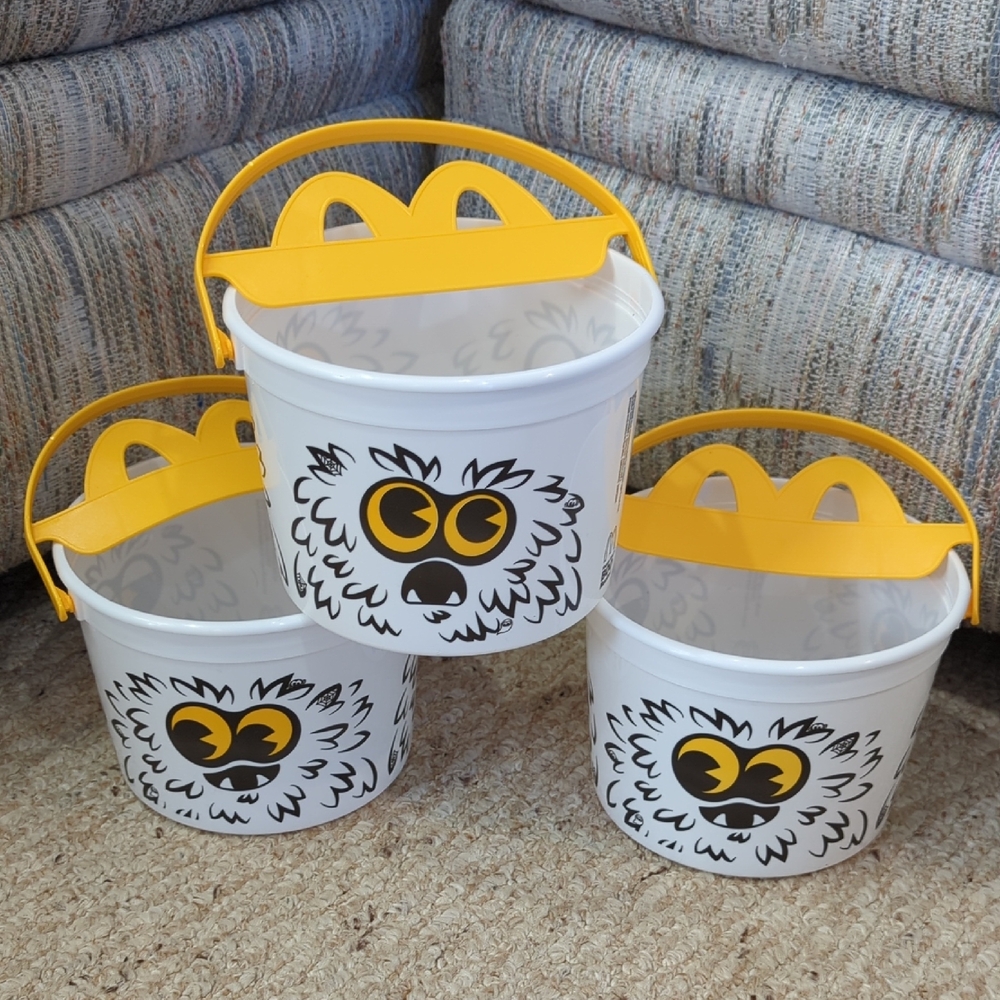 McDonald's Limited Edition Happy Meal Buckets Owls Monsters 3ct